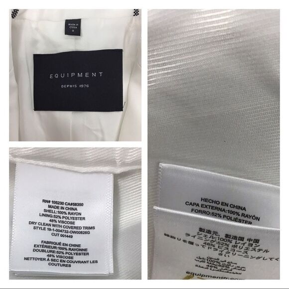 Equipment James White Windowpane Blazer New Size 0 - Picture 8 of 8